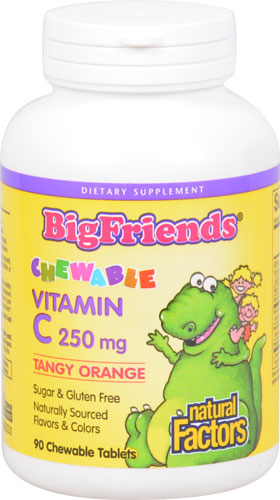 Витамин C для детей, Апельсин - 250мг - 90 жевательных таблеток - Natural Factors Natural Factors