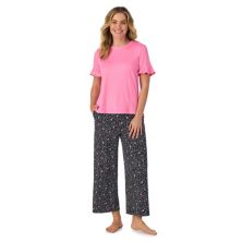 Женский комплект: уютный пижамный топ с короткими рукавами Cuddl Duds® и укороченные пижамные штаны Cuddl Duds