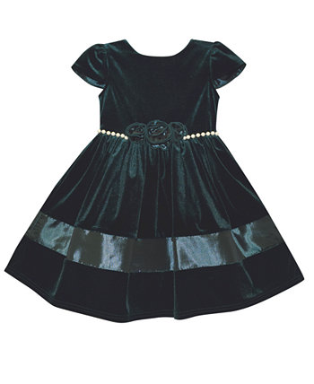 Расклешенное платье с жемчужной розеткой для маленьких девочек Blueberi Boulevard