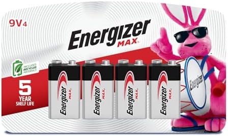 Щелочные батареи 9V MAX (4 шт), длительное питание, срок хранения до 5 лет Energizer