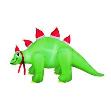 Occasions Air Flowz 5 Foot Inflatable Stegosaurus w/ Santa Hats Yard Decoration Occasions