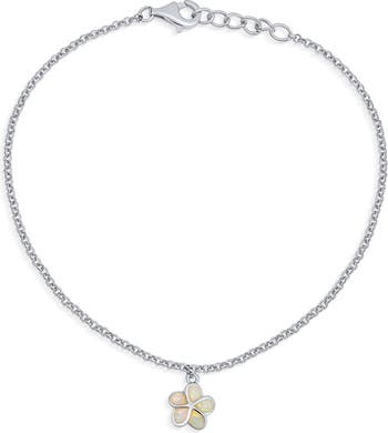 Ножной браслет с подвеской Plumeria из стерлингового серебра и белого опала Bling Jewelry