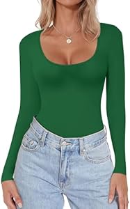 Ekouaer Women Long Sleeve Shirt Scoop Neck Tops Slim Fit Basic Top Thermal Undershirts Base Layer Tee Ekouaer