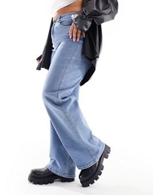Однотонные голубые джинсы прямого кроя Dr Denim Plus Moxy Dr Denim