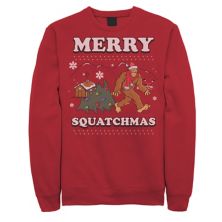 Уродливый мужской свитер Merry Squatchmas Big Foot Cartoon Graphic Fleece Pullover Licensed Character