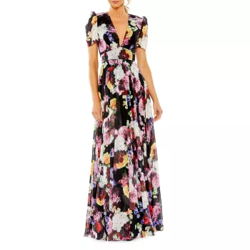 Шифоновое платье с цветочным принтом Ieena MAC DUGGAL