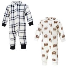 Hudson Baby Infant Boy Plush Jumpsuits, Brown Bear Hudson Baby