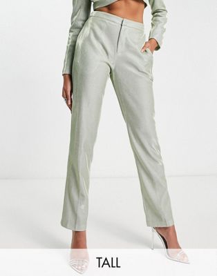 Светло-шалфейные брюки строгого кроя с блестками Simmi Tall — часть комплекта Simmi Clothing