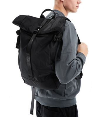 Черный рюкзак с откидной крышкой и пряжкой Consigned Consigned