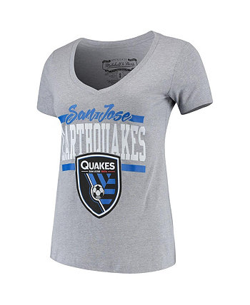 Женская серая футболка с графическим принтом San Jose Earthquakes MVP Bar Mitchell & Ness