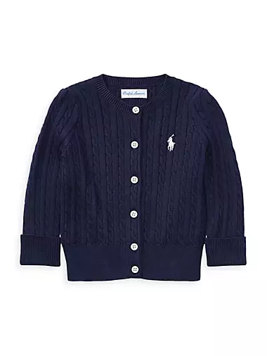 Кардиган для девочек с косичками из хлопка Polo Ralph Lauren с длинными рукавами Polo Ralph Lauren