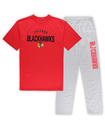 Мужская футболка Chicago Blackhawks Red, Heather Grey, большая и высокая футболка и брюки для отдыха Profile