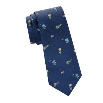 Floral Embroidered Silk Tie Paul Smith