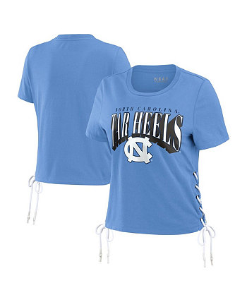 Женская синяя укороченная футболка North Carolina Tar Heels со шнуровкой по бокам WEAR by Erin Andrews