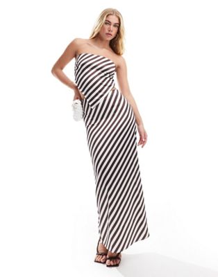 4th & Reckless satin maxi skirt in cream and chocolate stripe - part of a set 4TH & RECKLESS