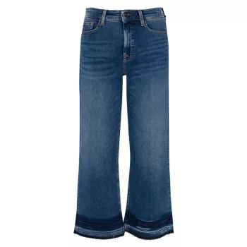 Укороченные широкие джинсы с высокой посадкой JEN7