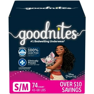 Goodnites Nighttime Bedwetting Underwear for Girls, Small (38-65 lbs.), 74 Count GoodNites