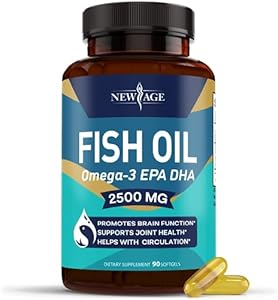 NEW AGE Omega 3 Fish Oil 2500mg Supplement Immune & Helath Support – Promotes Joint, Eye & Skin Health - Non GMO - EPA, DHA Fatty Acids Gluten Free (90 Softgels (Мягкие капсулы) (Pack of 1)) NEW AGE