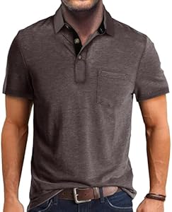 EDITCOZY Mens Polo Shirts with Pocket Casual Classic Short Sleeve Button Golf T-Shirt Top Editcozy