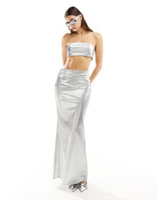 Серебристая юбка макси «рыбий хвост» Kyo The Brand — часть комплекта KYO