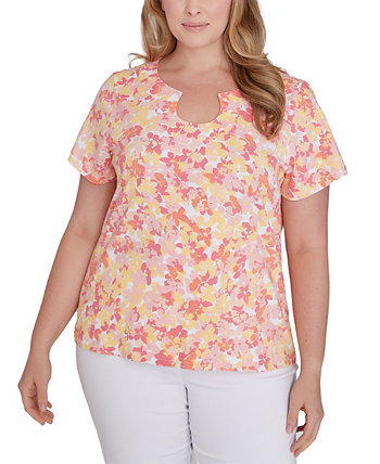 Plus Size Printed Essentials Short Sleeve Top HEARTS OF PALM