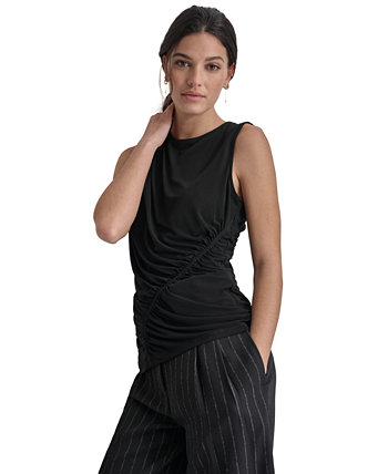 Women's Crewneck Sleeveless Side-Ruched Knit Top DKNY