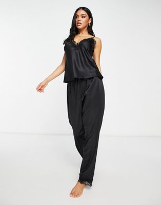 Черные атласные брюки-комбинация с кружевной отделкой Ann Summers Ann Summers
