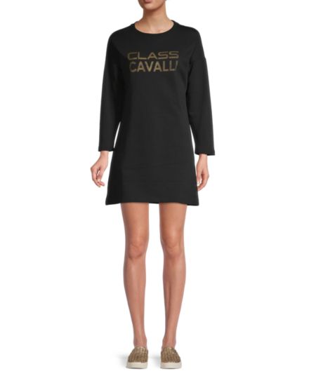 Мини-платье-футболка с логотипом Cavalli Class by Roberto Cavalli