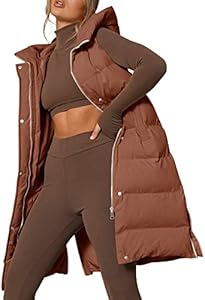 Inorin Womens Down Vest with Stand Collar Thick Hooded Sleeveless Long Coats Jacket Inorin