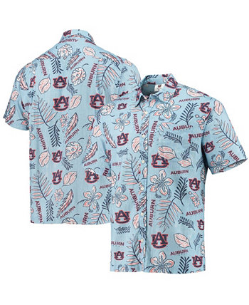 Мужская голубая рваная рубашка на пуговицах с цветочным принтом в винтажном стиле Wes & Willy