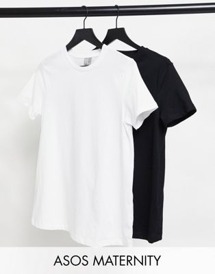 Набор из 2 хлопковых футболок с круглым вырезом ASOS DESIGN Maternity Ultimate SAVE в черно-белом цвете - МУЛЬТИ ASOS Maternity
