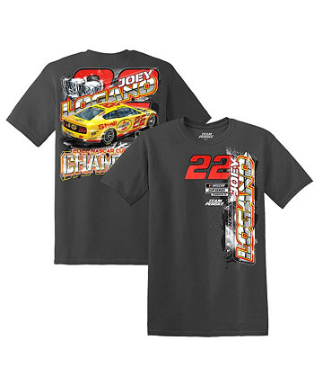 Мужская темно-серая футболка Joey Logano 2022 NASCAR Cup Series Champion Shell Pennzoil Vertical Two Spot Team Penske