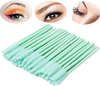 BIHRTC Pack of 100 One-Off Disposable Silicone Eyelash Mascara Brushes Wands Applicator Eyebrow Brush Makeup Tool Kit Set (Tower Shape - Black) BIHRTC