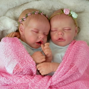 Miaio 17 Inches Twins Reborn Baby Doll Maren and Monica  Reborn Babies Toddler , Newborn Twins, Reborn Preemie Baby, Lifelike Reborn Dolls Xmas Gift Miaio