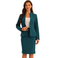 2pc Business Sets For Women's Collarless Blazer And Formal Pencil Skirt Suit ALLEGRA K