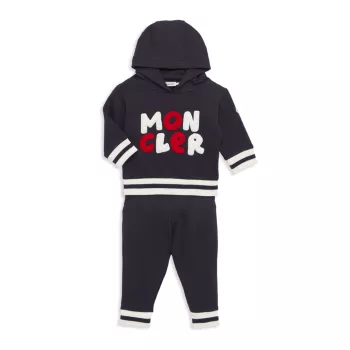 Baby Boy's &amp; Little Boy's Chenille Logo Embroidered Hoodie Moncler