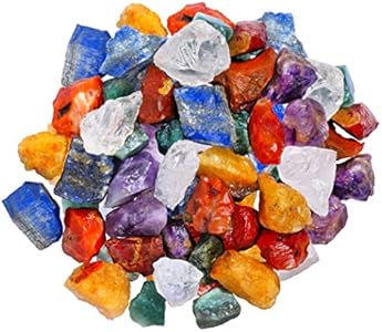 Natural 1 lb Lot Wholesale Rough Tumbled Stones Reiki Chakra Healing Crystals Semi Precious Gems Unpolished Fountain Rocks Cabbing, Jewelry Making Home Decoration FASHIONZAADI