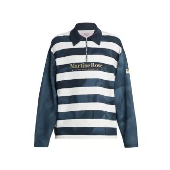 Zip-Up Striped Long-Sleeve Polo Martine Rose