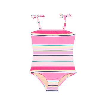 Little Girl's &amp; Girl's UPF 50+ Beach Stripe One-Piece Swimsuit Shade critters