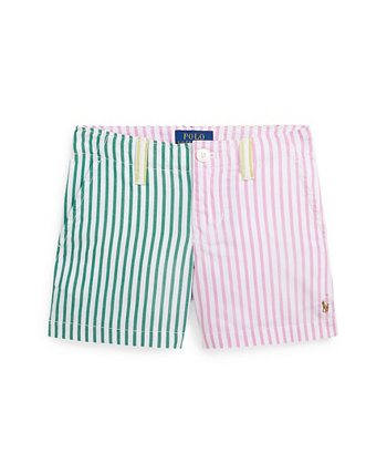 Забавные хлопковые шорты в полоску для малышей и маленьких девочек Polo Ralph Lauren