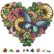 Flower Heart 500 Piece Wooden Jigsaw Puzzle ZenChalet