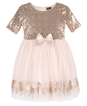 Платье с пайетками и рукавами до локтя для маленьких девочек Pink & Violet