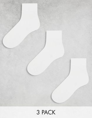 ASOS DESIGN 3 pack sports sock with terry sole and arch support in white ASOS DESIGN