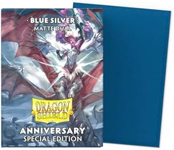 Dragon Shield Sleeves - Special Edition Matte Dual: Anniversary - Blue/Silver 100CT Card Sleeves - Textured Back - Compatible with Magic The Gathering, Pokémon, and Yugioh TCG & LCG - Top Loader Arcane Tinmen