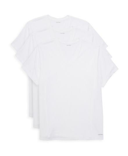 3 пары хлопковых футболок с V-образным вырезом Calvin Klein