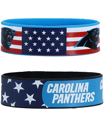 Men's and Women's Carolina Panthers 2-Pack Stars and Stripes Bracelet Set Aminco