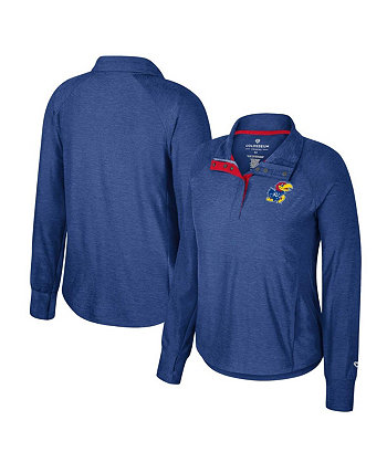 Women's Royal Kansas Jayhawks Cressida Raglan Half-Snap Top Colosseum