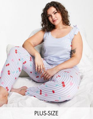 Пижамный комплект с вишневым принтом Simply Be Cami и брюками Simply Be