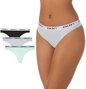 DKNY Women's Microfiber Contrast Logo Thong DKNY