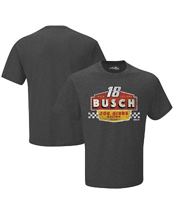 Мужская футболка Heather Charcoal Kyle Busch в винтажном стиле Duel Joe Gibbs Racing Team Collection
